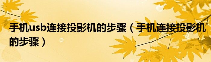 手机usb连接投影机的步骤(手机连接投影机的步骤)