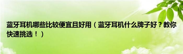蓝牙耳机哪些比较便宜且好用(蓝牙耳机什么牌子好?教你快速挑选!)