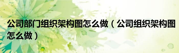 公司部门组织架构图怎么做(公司组织架构图怎么做)