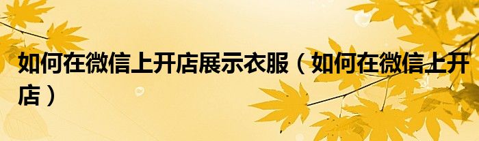如何在微信上开店展示衣服（如何在微信上开店）
