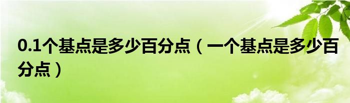 0.1个基点是多少百分点(一个基点是多少百分点)
