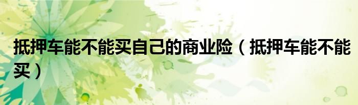 抵押车能不能买自己的商业险(抵押车能不能买)