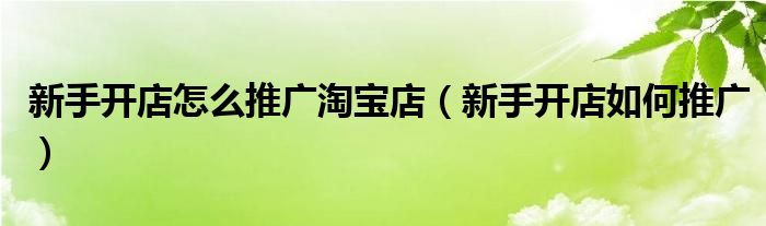 新手开店怎么推广淘宝店(新手开店如何推广)
