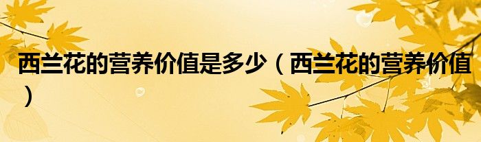西兰花的营养价值是多少(西兰花的营养价值)