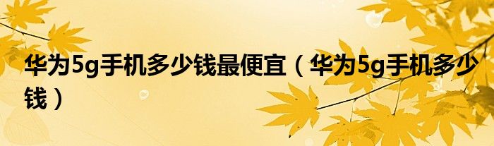 华为5g手机多少钱最便宜(华为5g手机多少钱)