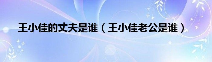 王小佳的丈夫是谁（王小佳老公是谁）