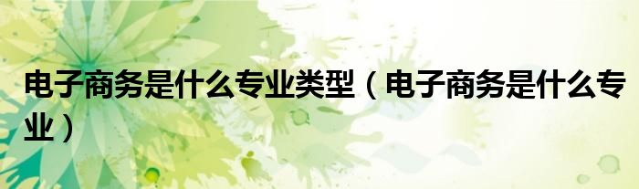 电子商务是什么专业类型(电子商务是什么专业)