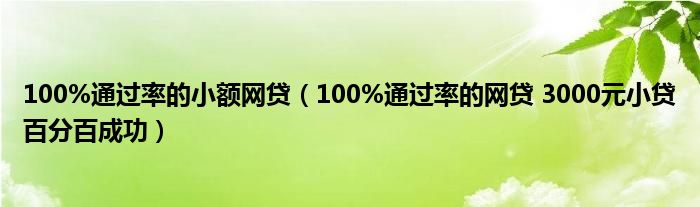 100%通过率的小额网贷(100%通过率的网贷 3000元小贷百分百成功)