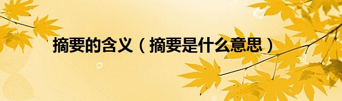 摘要的含义(摘要是什么意思)
