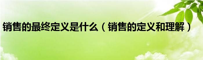 销售的最终定义是什么(销售的定义和理解)