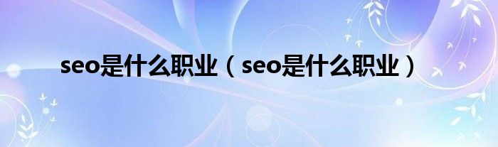seo是什么职业(seo是什么职业)