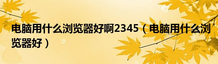 电脑用什么浏览器好啊2345(电脑用什么浏览器好)
