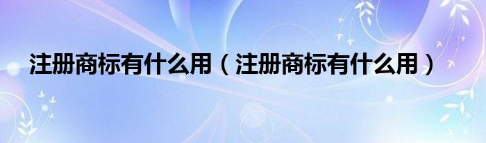 注册商标有什么用(注册商标有什么用)