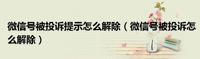 微信号被投诉提示怎么解除(微信号被投诉怎么解除)