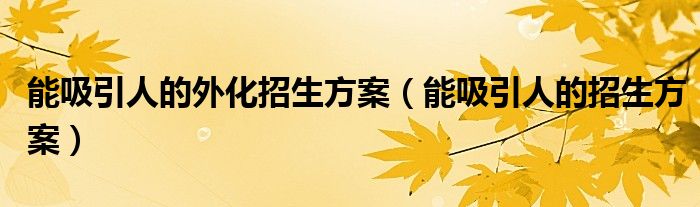 能吸引人的外化招生方案(能吸引人的招生方案)