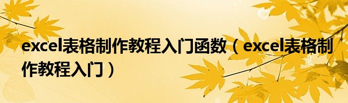 excel表格制作教程入门函数(excel表格制作教程入门)