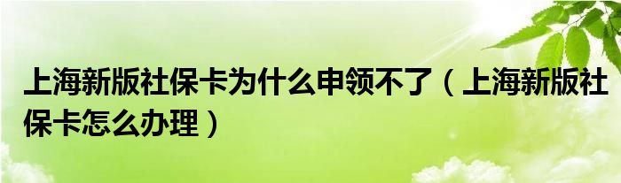 上海新版社保卡为什么申领不了(上海新版社保卡怎么办理)