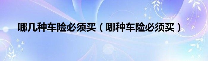 哪几种车险必须买(哪种车险必须买)