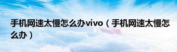 手机网速太慢怎么办vivo(手机网速太慢怎么办)