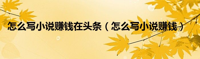怎么写小说赚钱在头条(怎么写小说赚钱)