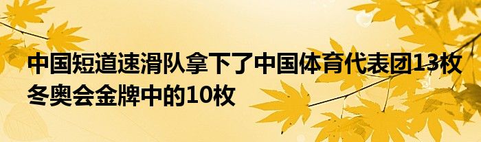 中国短道速滑队拿下了中国体育代表团13枚冬奥会金牌中的10枚