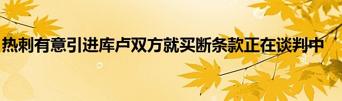 热刺有意引进库卢双方就买断条款正在谈判中