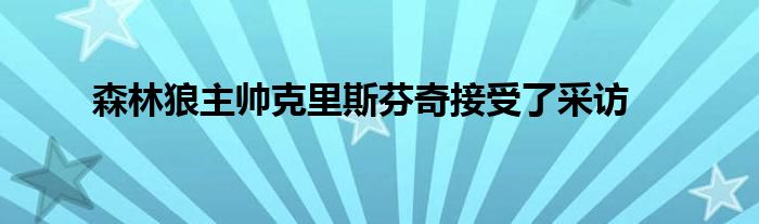 森林狼主帅克里斯芬奇接受了采访
