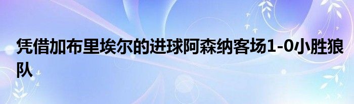 凭借加布里埃尔的进球阿森纳客场1-0小胜狼队