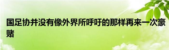 国足协并没有像外界所呼吁的那样再来一次豪赌
