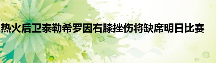 热火后卫泰勒希罗因右膝挫伤将缺席明日比赛