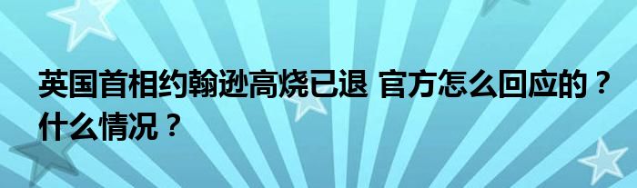英国首相约翰逊高烧已退 官方怎么回应的?什么情况?