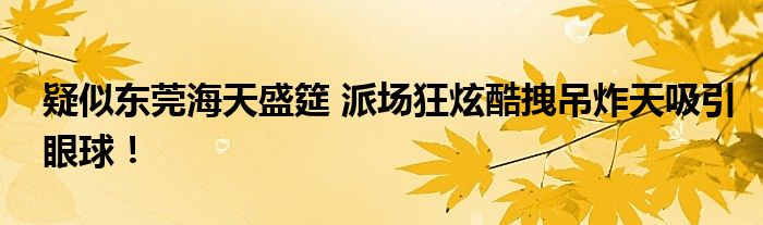 疑似东莞海天盛筵 派场狂炫酷拽吊炸天吸引眼球!