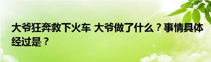 大爷狂奔救下火车 大爷做了什么?事情具体经过是?
