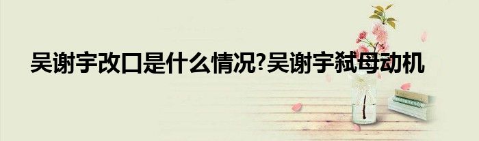 吴谢宇改口是什么情况?吴谢宇弑母动机