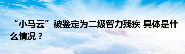 “小马云”被鉴定为二级智力残疾 具体是什么情况?