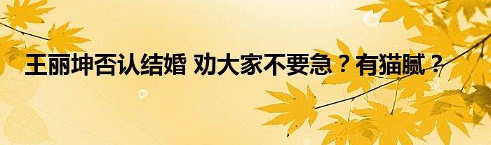 王丽坤否认结婚 劝大家不要急？有猫腻？