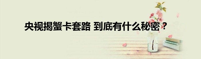 央视揭蟹卡套路 到底有什么秘密？