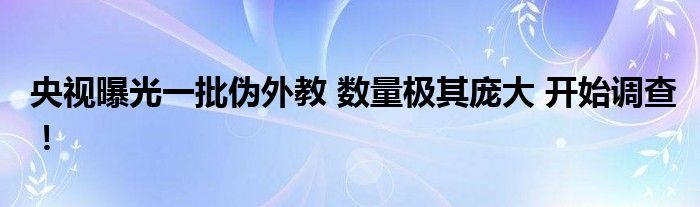 央视曝光一批伪外教 数量极其庞大 开始调查!