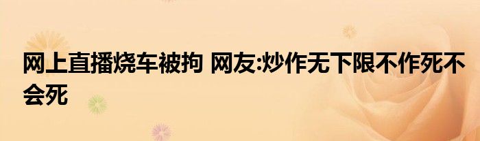 网上直播烧车被拘 网友:炒作无下限不作死不会死