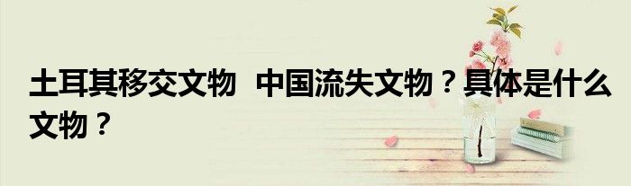 土耳其移交文物 中国流失文物?具体是什么文物?