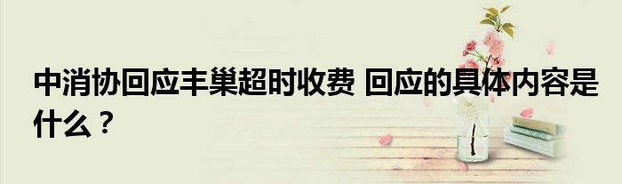 中消协回应丰巢超时收费 回应的具体内容是什么?