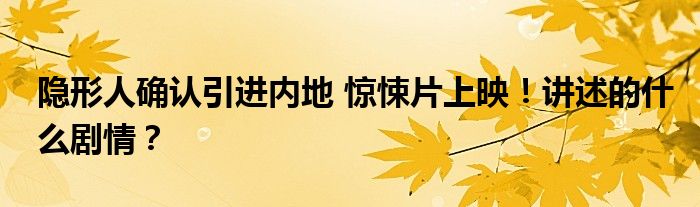 隐形人确认引进内地 惊悚片上映!讲述的什么剧情?