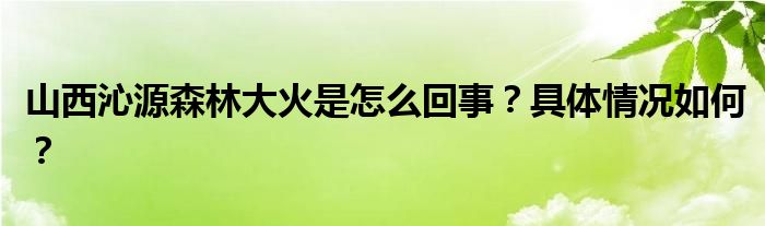 山西沁源森林大火是怎么回事？具体情况如何？
