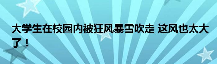 大学生在校园内被狂风暴雪吹走 这风也太大了!