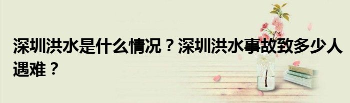 深圳洪水是什么情况？深圳洪水事故致多少人遇难？