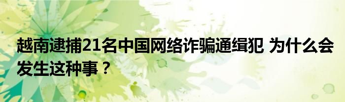 越南逮捕21名中国网络诈骗通缉犯 为什么会发生这种事?