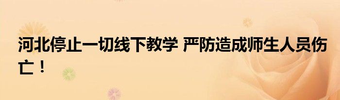 河北停止一切线下教学 严防造成师生人员伤亡!
