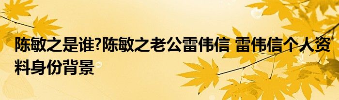 陈敏之是谁?陈敏之老公雷伟信 雷伟信个人资料身份背景