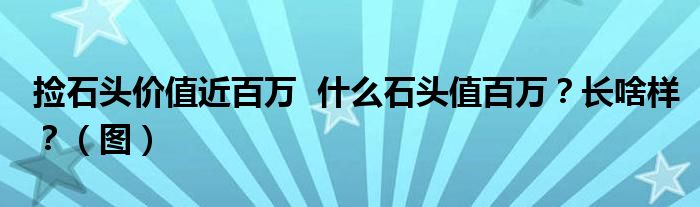 捡石头价值近百万 什么石头值百万?长啥样?(图)