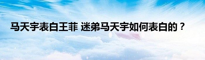 马天宇表白王菲 迷弟马天宇如何表白的？